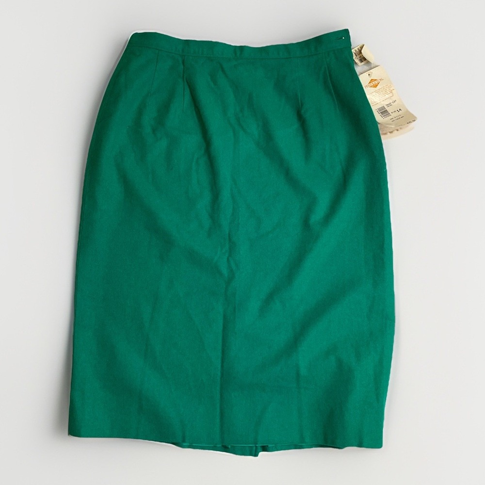Pendleton Wool Pencil Skirt Green Lined Side‎ Button Classic Preppy